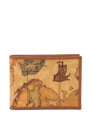 ALVIERO MARTINI 1° CLASSE map-print leather wallet - Neutrals