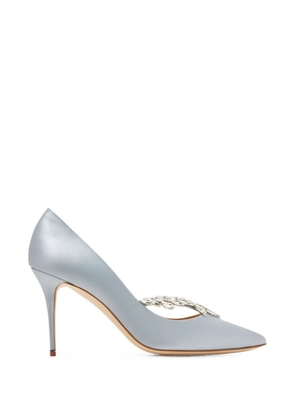 Manolo Blahnik Nadira crystal-embellished satin pumps - Blue