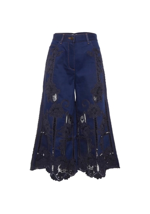 Valentino Garavani Pre-Owned embroidered wide-leg jeans - Blue