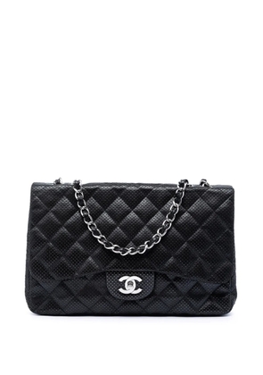 CHANEL Pre-Owned 2006-2008 Jumbo Classic Perforated Lambskin Single Flap shoulder bag - Black