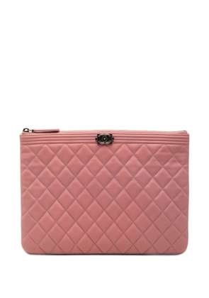 CHANEL Pre-Owned 2015-2016 Medium Quilted Lambskin Boy O Case clutch bag - Pink