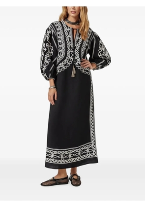SCARLETT POPPIES Tahara embroidered tassel-detail kaftan - Black
