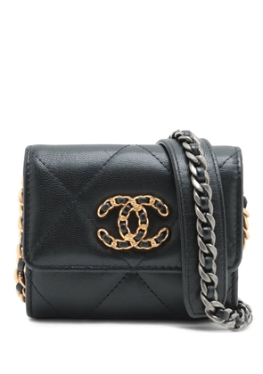 CHANEL Pre-Owned 2020 Quilted Lambskin 19 Flap Coin Purse With Chain crossbody bag - Black