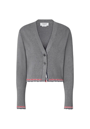 Thom Browne pointelle rib-stitch cardigan - Grey