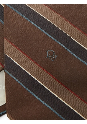 Saint Laurent Pre-Owned Classic diagonal-striped silk tie - Brown
