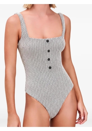 Devon Windsor Layla button-detail swimsuit - White