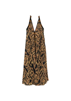 Volantis geometric-print maxi dress - Brown