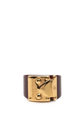 Louis Vuitton Pre-Owned 2011 Resin Gold Plated Lock Me Ring M costume ring - Red