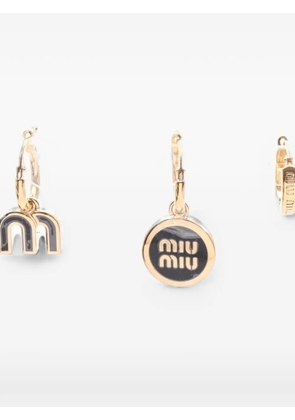 Miu Miu Pre-Owned logo-plaque hoop earrings - Gold