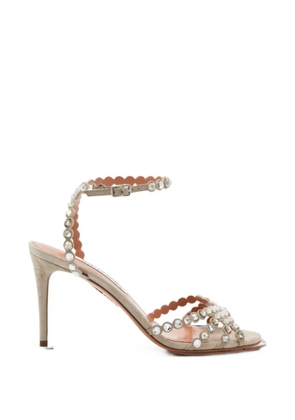Aquazzura Tequilla crystal-embellished scalloped sandals - Neutrals