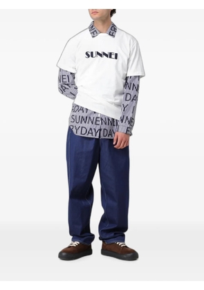 Sunnei striped logo-print shirt - White