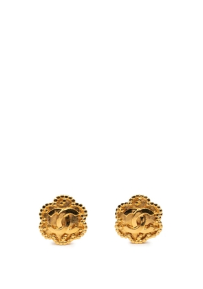 CHANEL Pre-Owned 1996 CC Gold Plated Flower Clip On Earrings costume earrings
