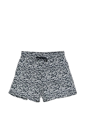 Emporio Armani monogram-print drawstring swim shorts - Blue
