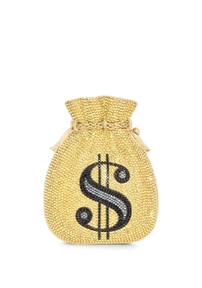 Judith Leiber crystal-embellished dollar-sign cluth bag - Gold