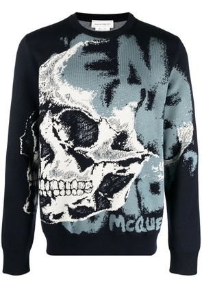 Alexander McQueen skull-motif jacquard jumper - Blue
