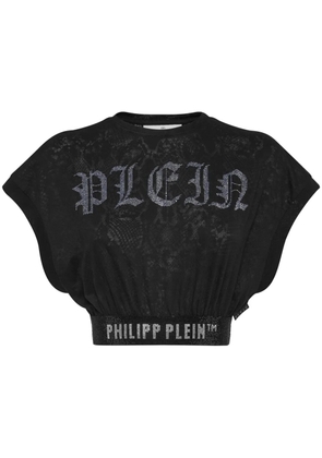 Philipp Plein crystal-embellished cropped T-shirt - Black