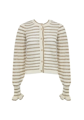TWINSET striped ruffled cardigan - White
