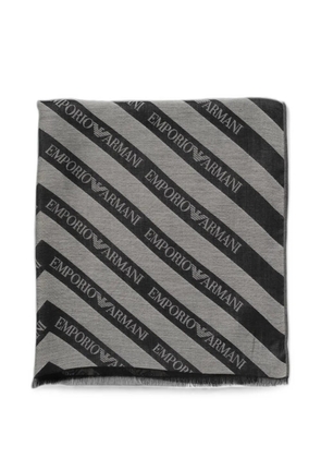 Emporio Armani logo-print chevron scarf - Black