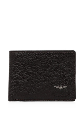Aeronautica Militare logo-plaque grained wallet - Brown