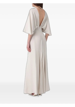 Agnona V-neck flared maxi dress - Neutrals