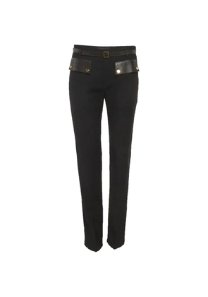 Gucci Pre-Owned leather-trim belted trousers - Black