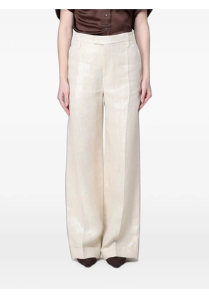Brunello Cucinelli lurex-effect linen palazzo pants - Neutrals