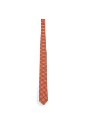 Ferragamo helicopter-print silk tie - Orange
