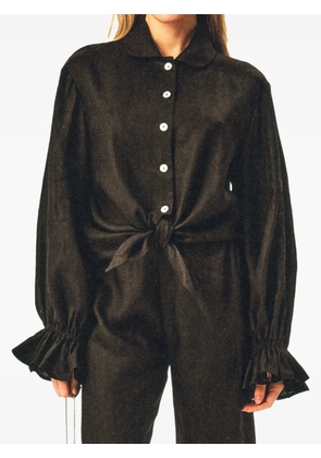 Sleeper Rumba ruffled-trim tie-front lounge set - Black