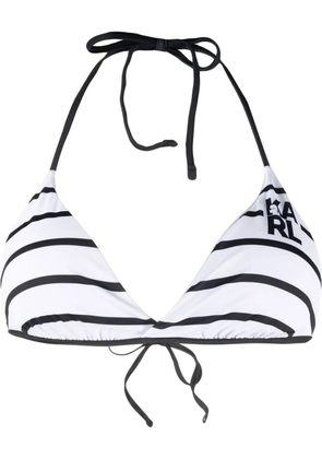 Karl Lagerfeld striped logo-print bikini - White