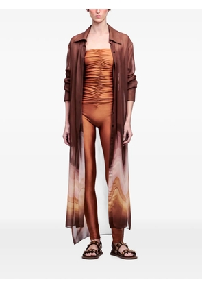 YUKIO Pantera Wave sheer shirt - Brown