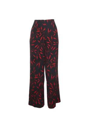 Dvf Vintage leaf-print wide-leg trousers - Black