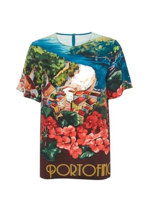 Dolce & Gabbana Pre-Owned Portofino-print silk top - Blue