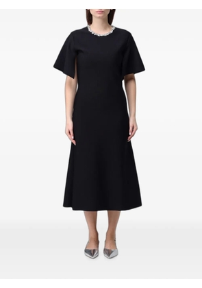 Alexander McQueen crystal-embellished cape-sleeve midi dress - Black