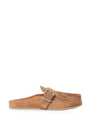 Vic Matie Panorama fringe buckle-fastening mules - Brown