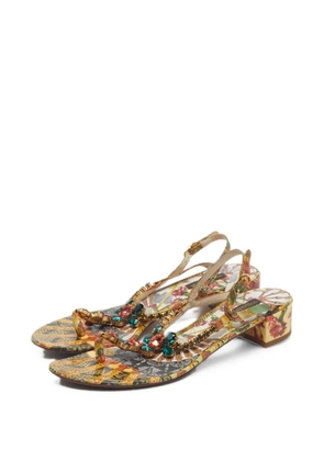 Dolce & Gabbana Pre-Owned crystal-embellished ankle strap sandals - Yellow