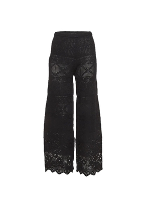 Maje crochet knit wide-leg trousers - Black