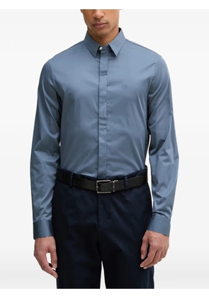 Armani Exchange logo-embroidered concealed-fastening shirt - Blue