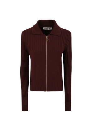 Victoria Beckham ribbed-knit zip-up cardigan - Red