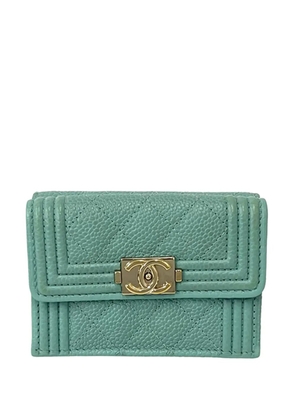 CHANEL Pre-Owned 2019 Quilted Caviar Boy Trifold Wallet small wallets - Blue