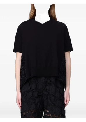 MeimeiJ macramé-panel short-sleeve T-shirt - Black