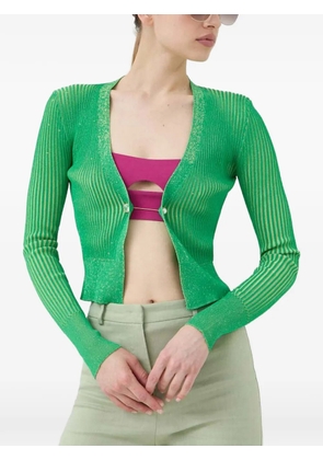 Beatrice B ribbed-knit crystal-embellished cardigan - Green