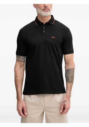 Armani Exchange logo-embroidered tipped polo shirt - Black