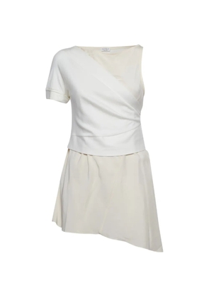 Brunello Cucinelli Vintage silk-panel wrap-style tunic top - Neutrals