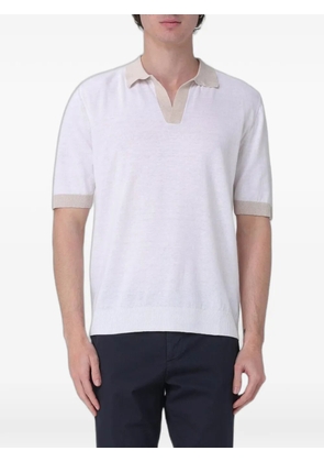 Eleventy contrast-collar knitted polo shirt - White