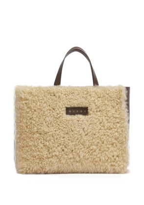 Marni Museo Soft shearling tote bag - Neutrals