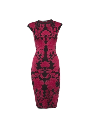 Alexander McQueen Pre-Owned floral-jacquard midi dress - Red