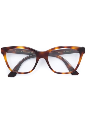 Gucci Eyewear crystal-embellished square-frame glasses - Brown