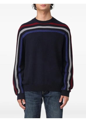 Emporio Armani stripe-detail crew-neck sweater - Blue