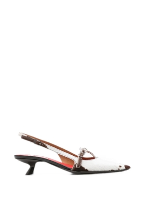 Marni calf-hair slingback mules - White