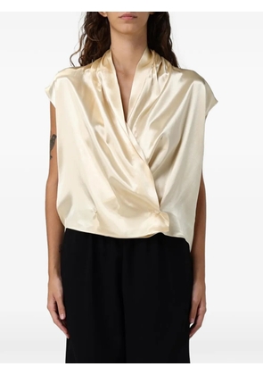 Alberta Ferretti satin-finish draped blouse - Neutrals
